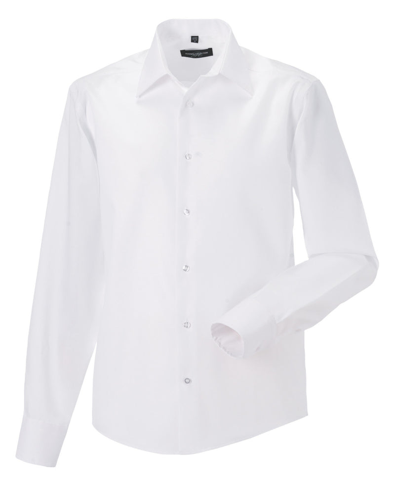 Russell Collection Men'S Long Sleeve Tailored Ultimate Non-Iron Shirt - White