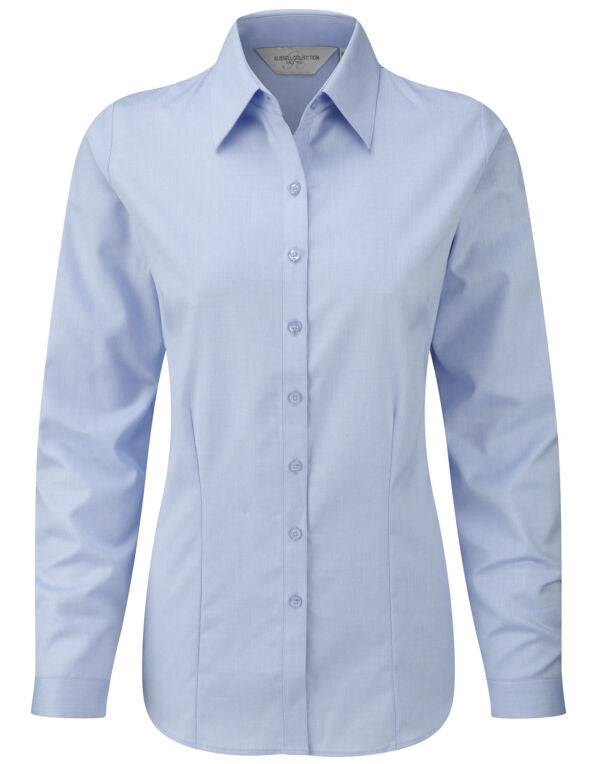 Russell Collection Ladies' Long Sleeve Tailored Herringbone Shirt