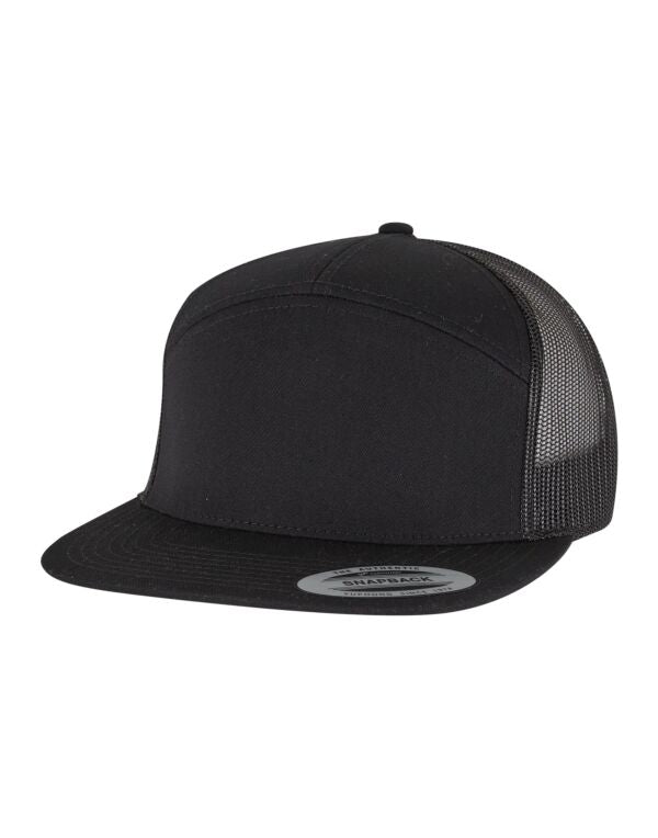 Flexfit 7 Panel Classic Trucker Cap - Black/Black