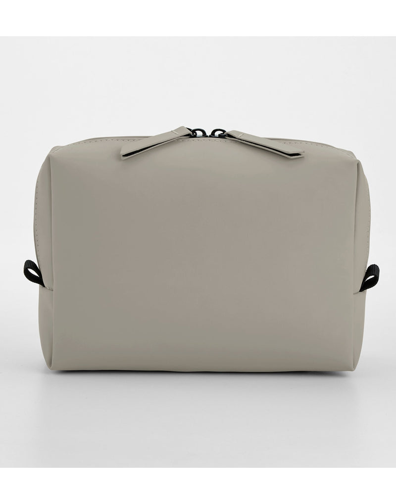 Person holding the grey matte PU cross body bag to show size.