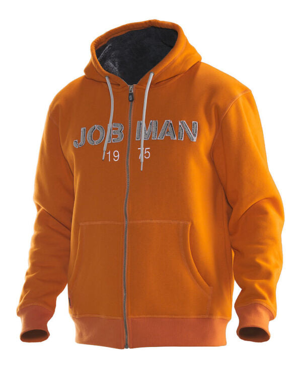 Jobman Men'S Vintage Hoodie Lined - Orange/ Dark Grey