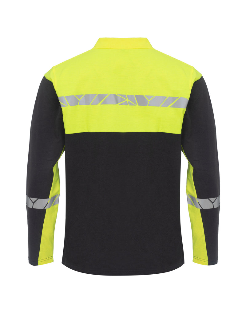 Pro-Job Progression 7004 Long Sleeve Pique Polo - Black/Yellow
