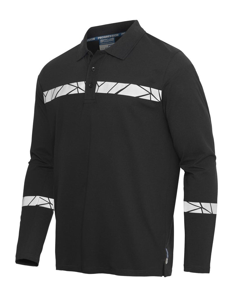 Pro-Job Progression 7004 Long Sleeve Pique Polo - Black/Black