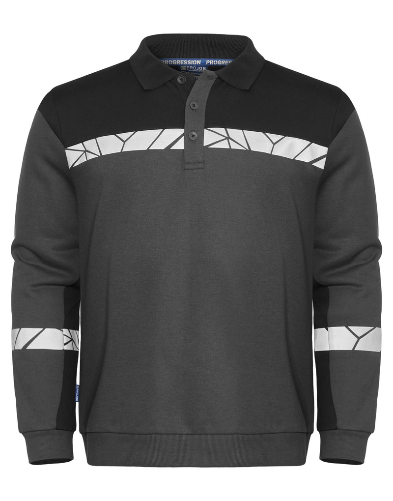 Pro-Job Progression 7100 Long Sleeve Polo Sweatshirt - Grey/Black