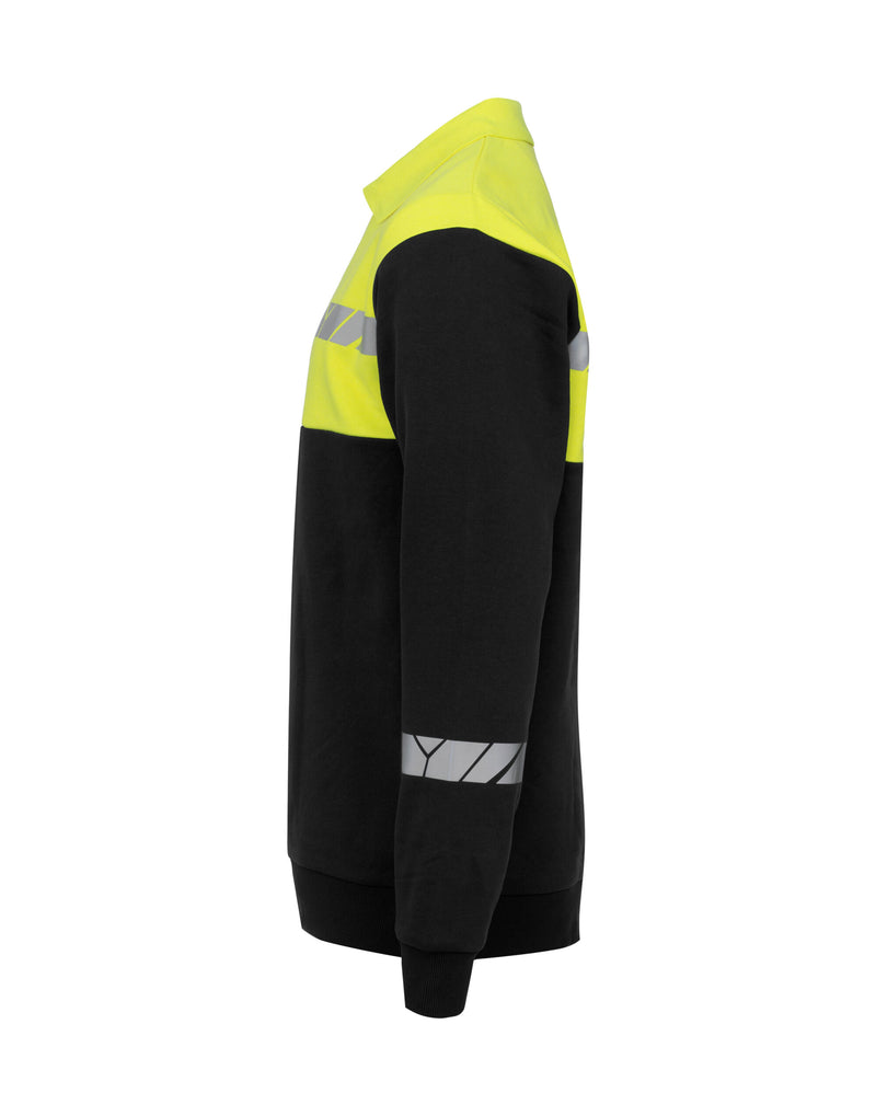 Pro-Job Progression 7100 Long Sleeve Polo Sweatshirt - Black/Yellow