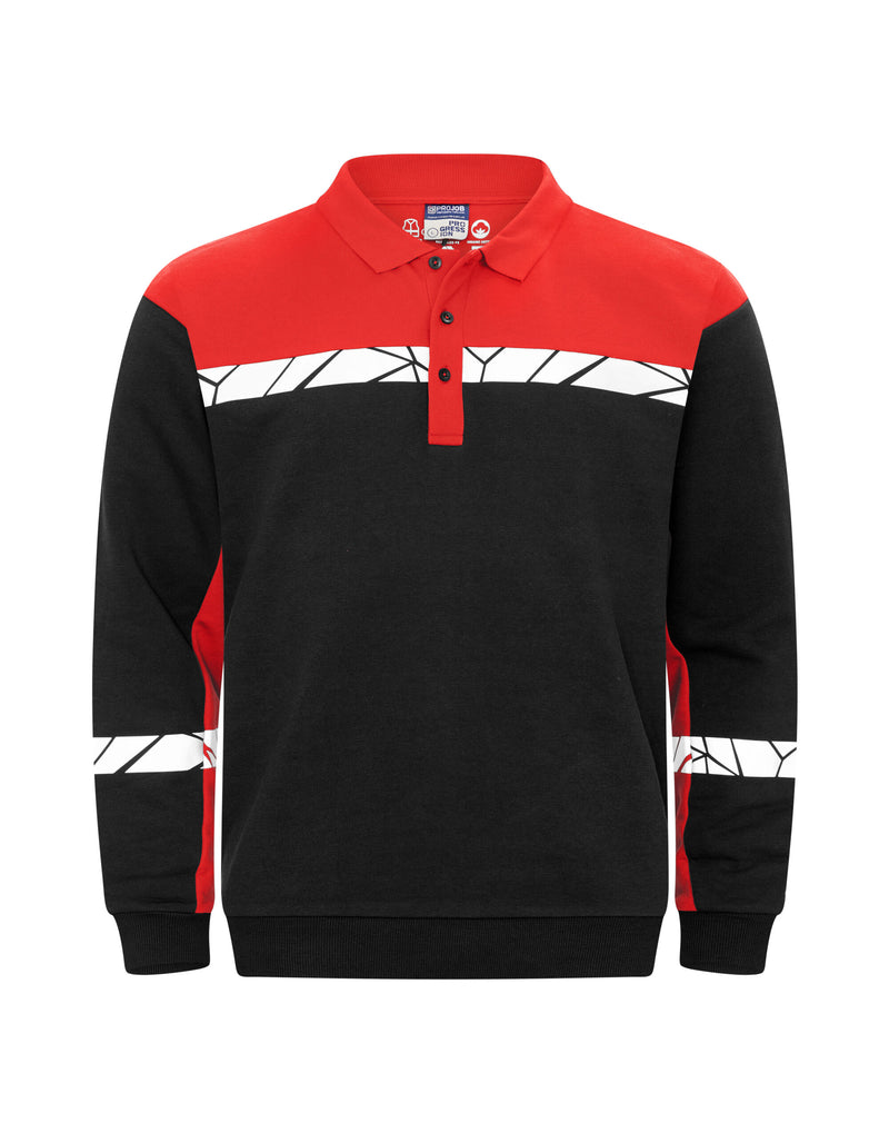 Pro-Job Progression 7100 Long Sleeve Polo Sweatshirt - Black/Red