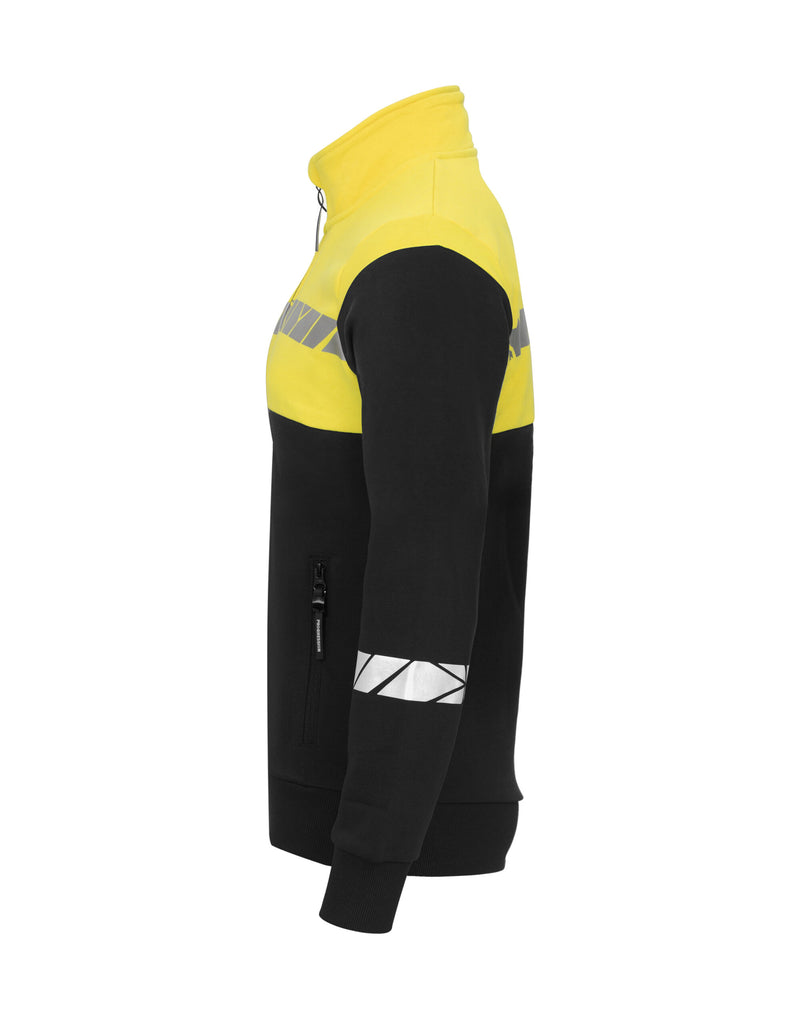 Pro-Job Progression 7105 Ladies Full Zip Sweatshirt - Black/Yellow
