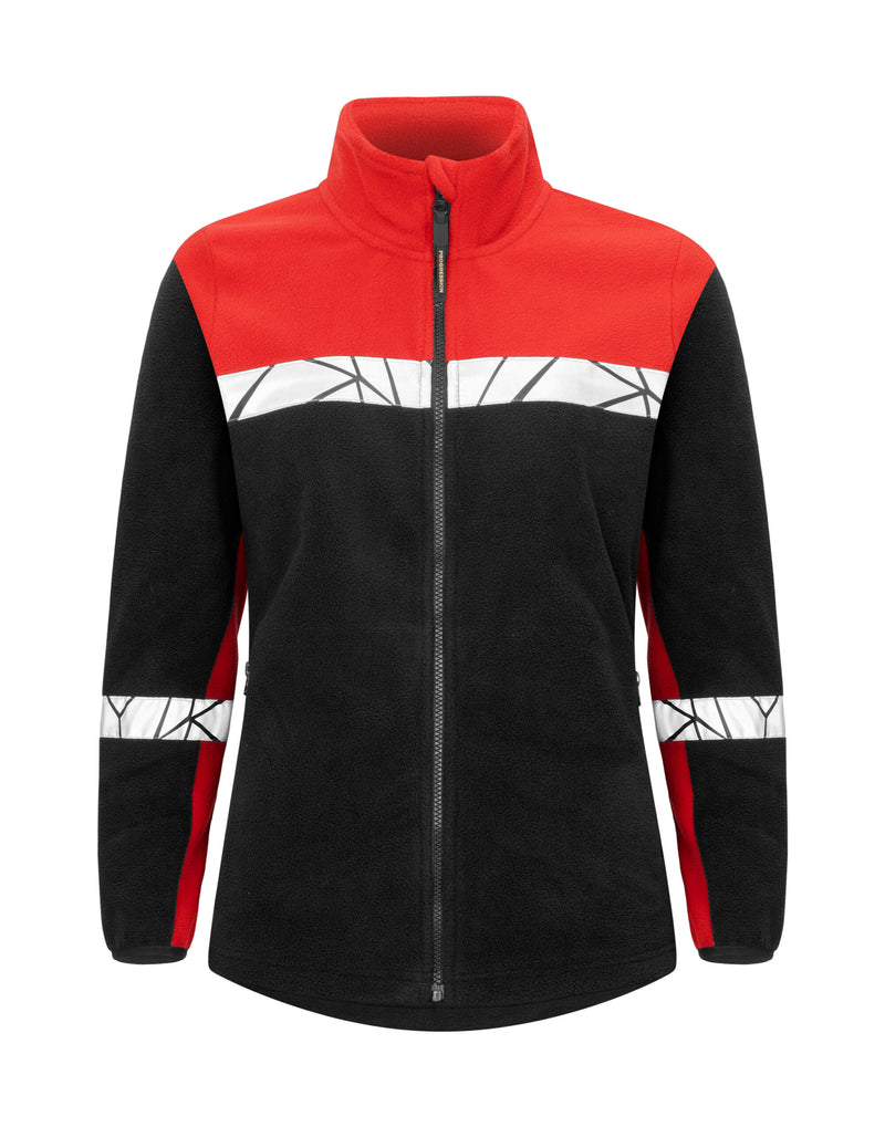 Pro-Job Progression 7301 Ladies Full Zip Fleece - Black/Red