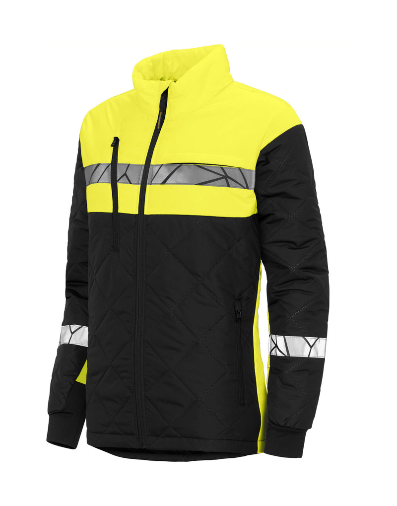 Pro-Job Progression 7421 Ladies Lightweight Quilted Jacket - Black/Yellow
