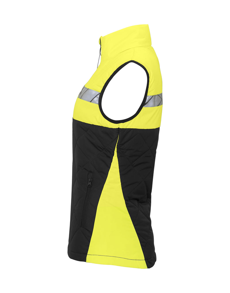 Pro-Job Progression 7701 Ladies Quilted Vest - Black/Yellow