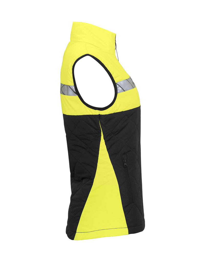Pro-Job Progression 7701 Ladies Quilted Vest - Black/Yellow