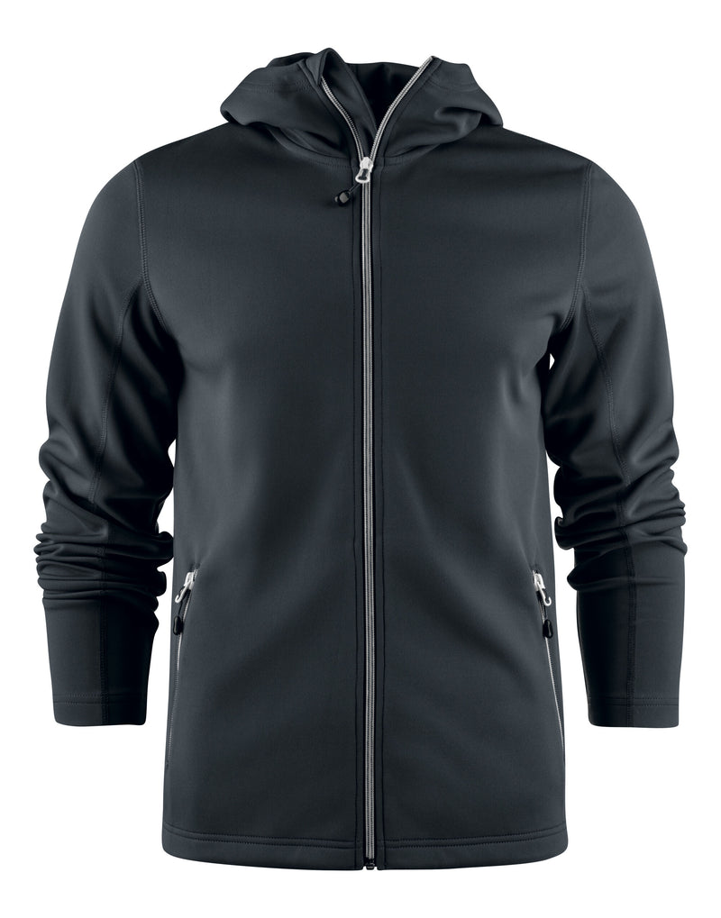Printer Red Layback Full Zip Hoodie - Black