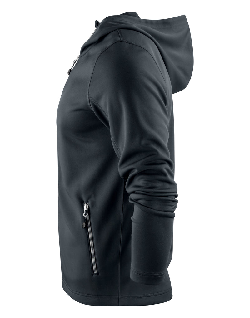 Printer Red Layback Full Zip Hoodie - Black