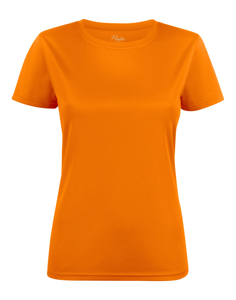 Printer Red Ladies Run Active T-Shirt - Bright Orange