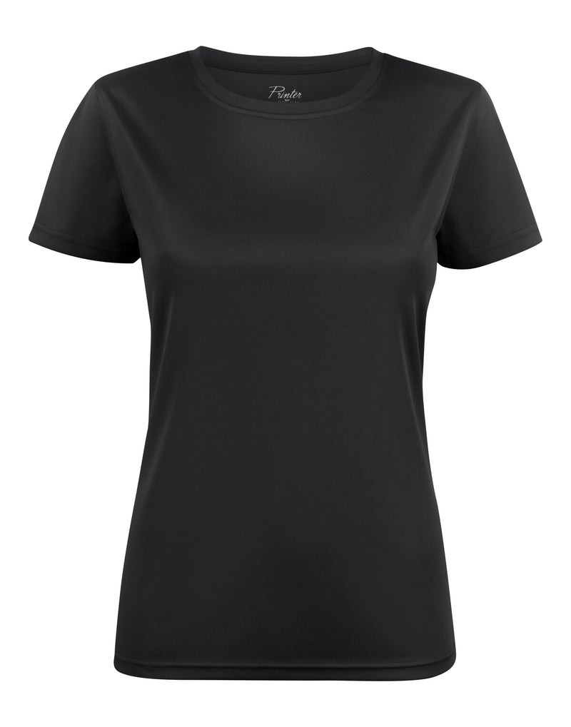 Printer Red Ladies Run Active T-Shirt - Black