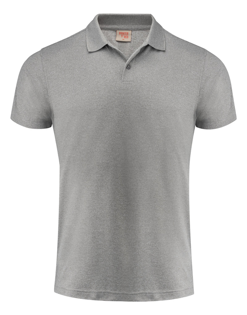 Printer Red Smash Polo Shirt - Grey Melange
