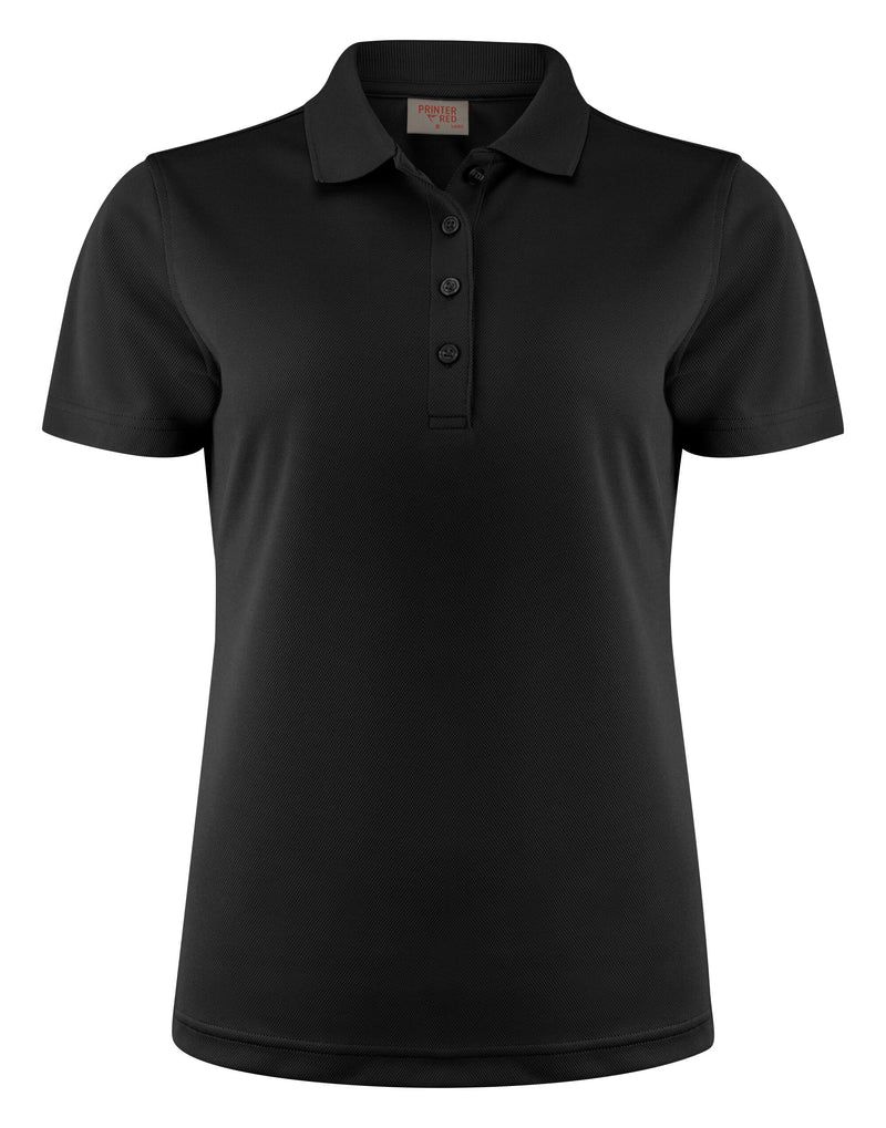 Printer Red Ladies Smash Polo Shirt - Black