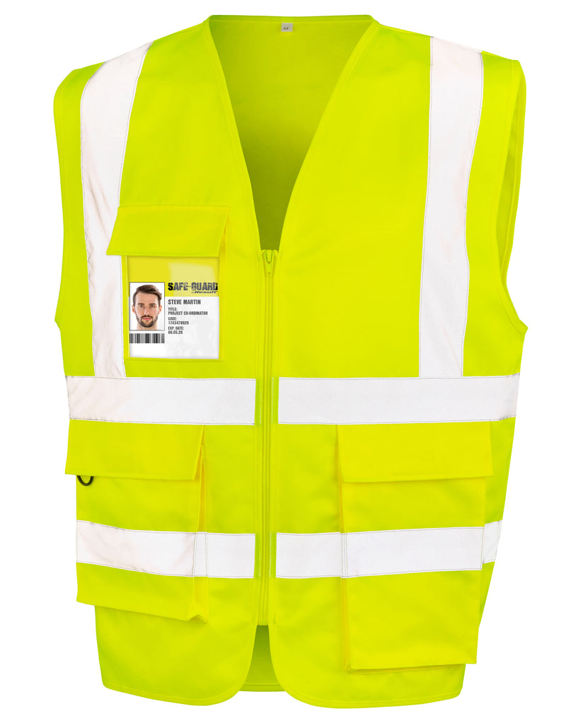 Work-Guard by Result Heavy Duty Polycotton Security Vest - Fluoresent Yellow