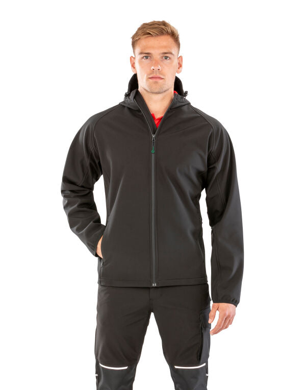 Result Recycled Recycled 3-Layer Printable Hood Softshell - Black