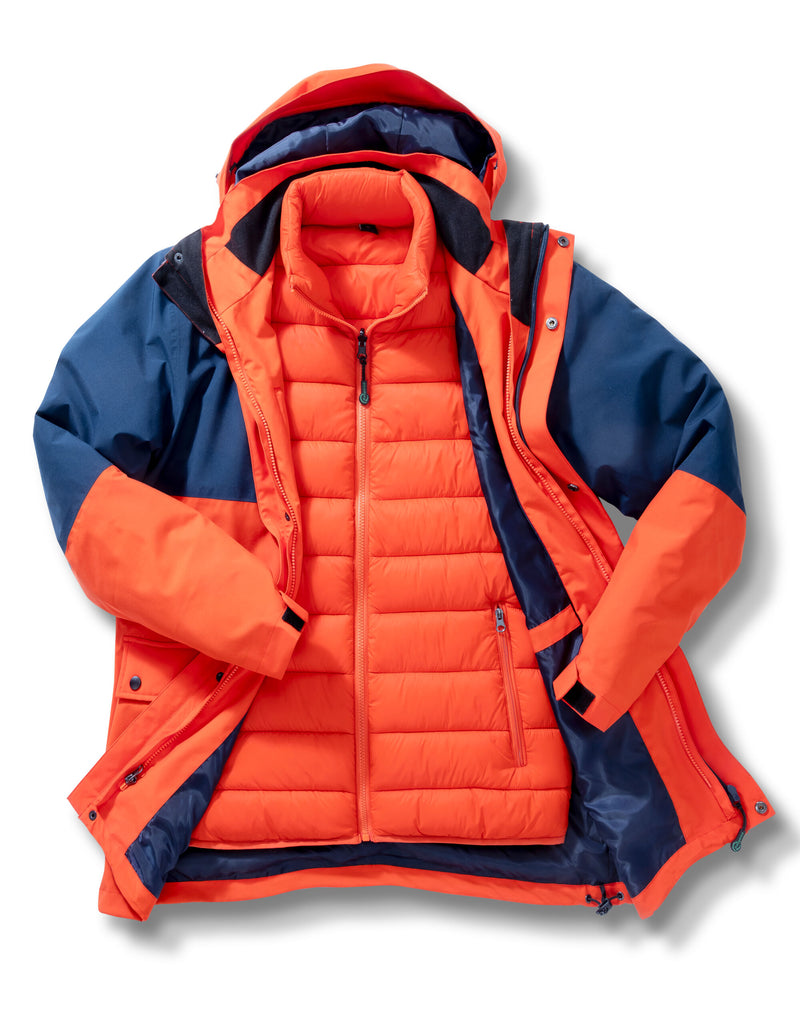 Result Recycled Recycled 3-In-1 Padded Ripstop Jacket - Orange/Navy
