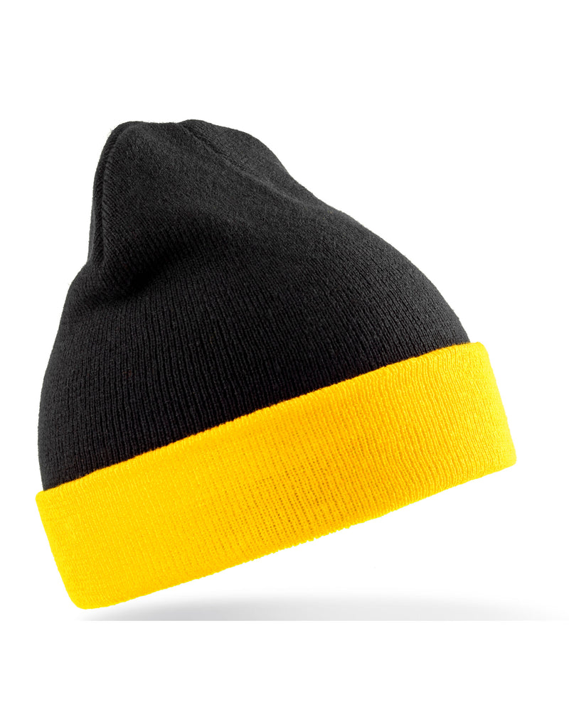 Result Recycled Recycled Black Compass Beanie - Black/Yellow