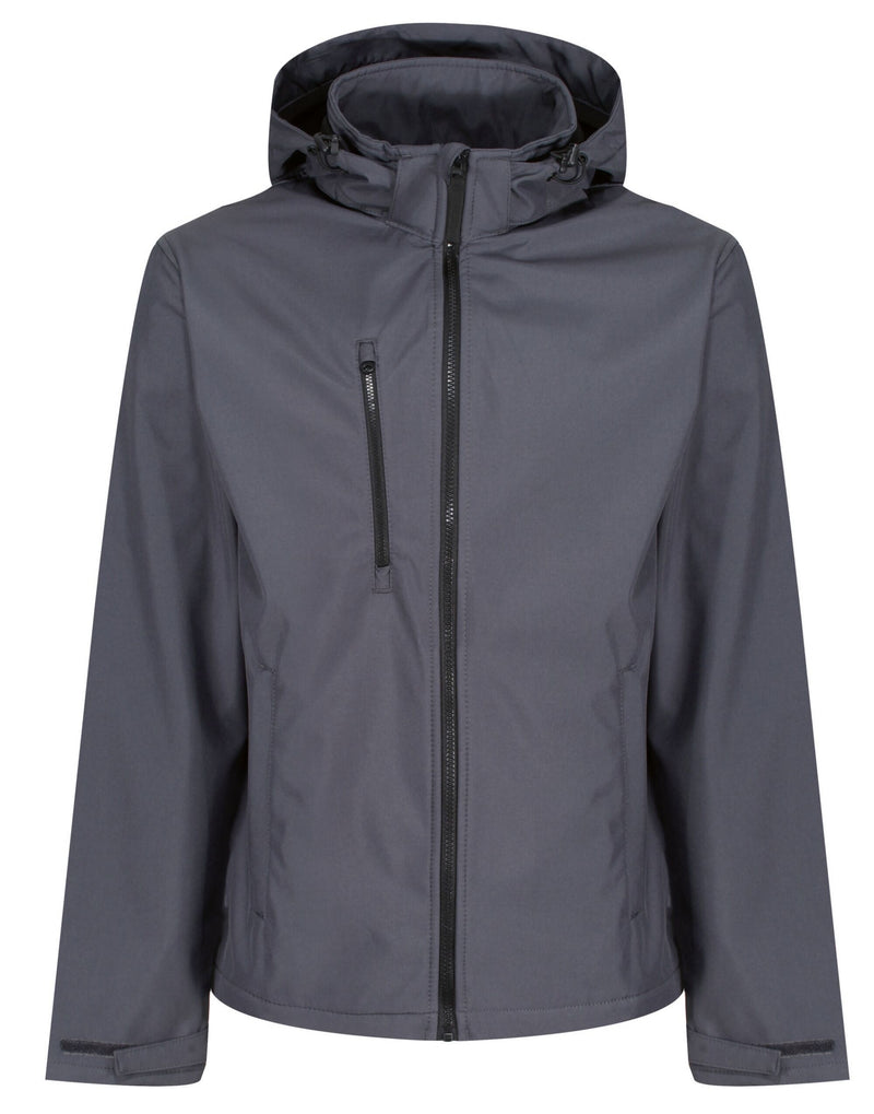 Regatta Professional TRA701 Venturer 3 Layer Hooded Softshell - Seal Grey/Black
