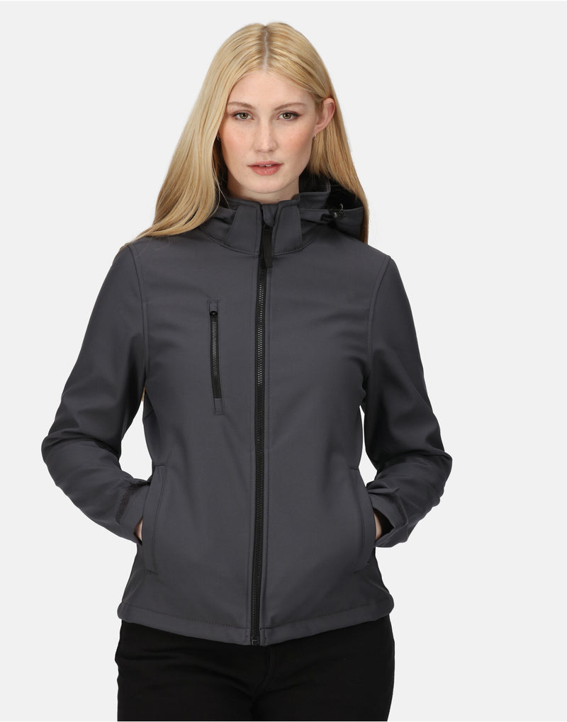 Regatta Professional TRA702 Women'S Venturer Hooded Softshell - Seal Grey/Black