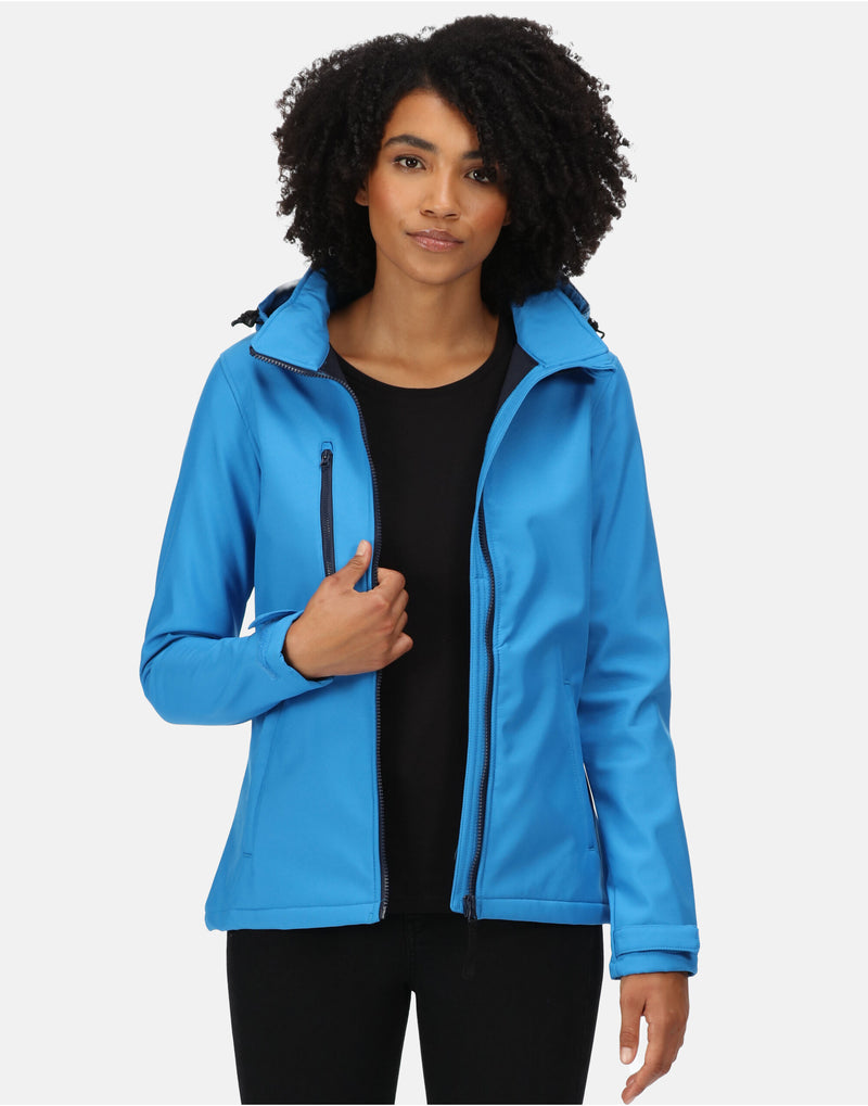 Regatta Professional TRA702 Women'S Venturer Hooded Softshell - French Blue / Navy