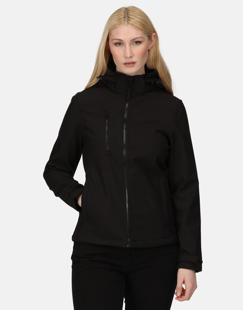 Regatta Professional TRA702 Women'S Venturer Hooded Softshell - Black/Black