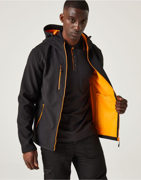 Regatta Professional TRA705 Navigate 2-Layer Hooded Softshell Jacket - Black/Classic Red