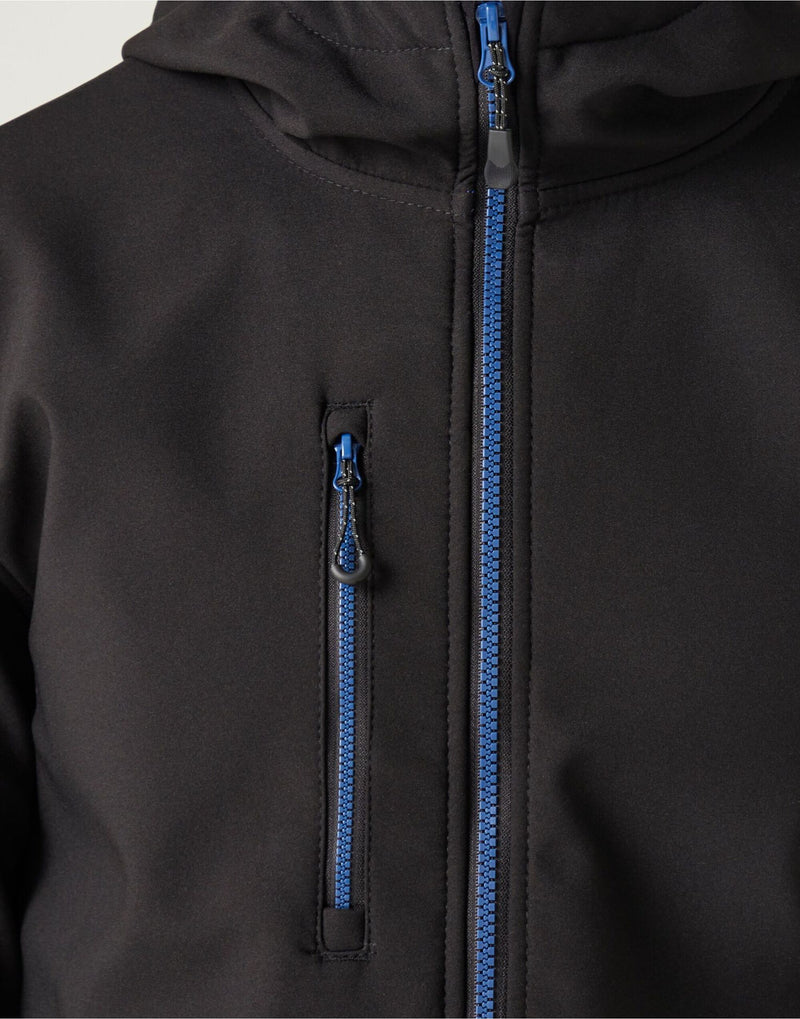 Regatta Professional TRA705 Navigate 2-Layer Hooded Softshell Jacket - Black/New Royal