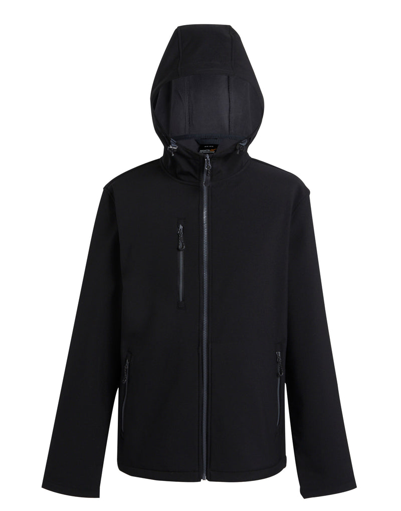 Regatta Professional TRA705 Navigate 2-Layer Hooded Softshell Jacket - Black/Seal