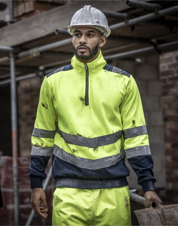 Regatta High Visibility TRF670 Pro Two Tone 1/4 Zip Sweat Top - Hi Vis Orange/Navy