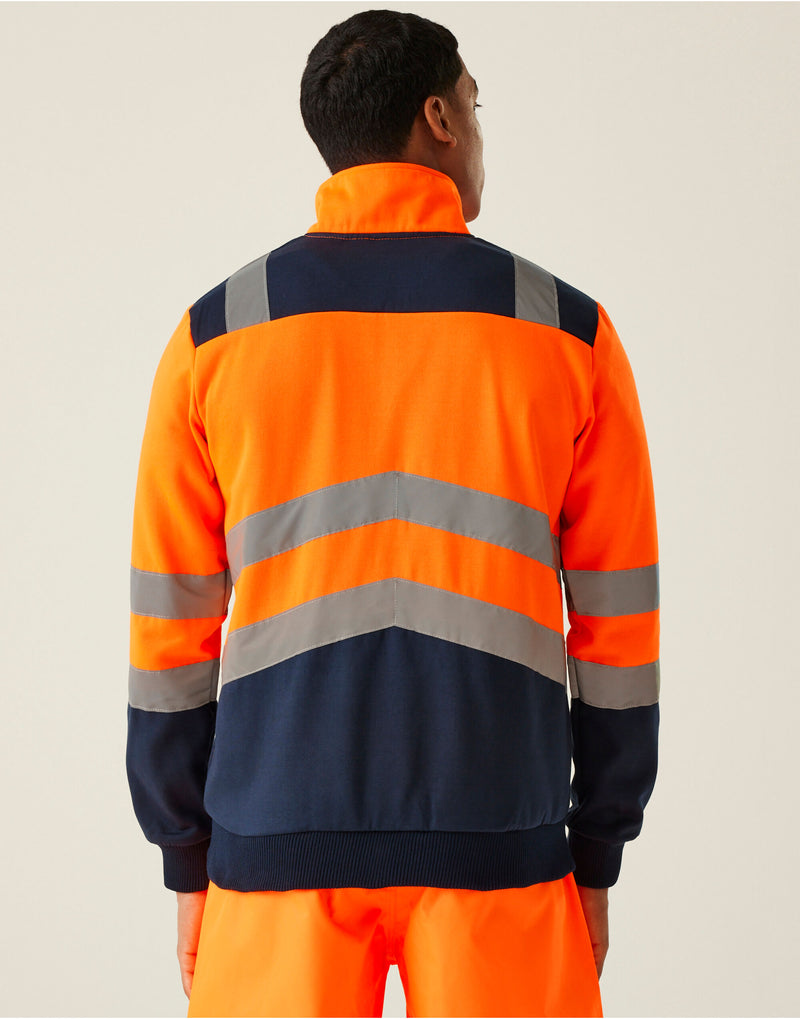 Regatta High Visibility TRF670 Pro Two Tone 1/4 Zip Sweat Top - Hi Vis Orange/Navy