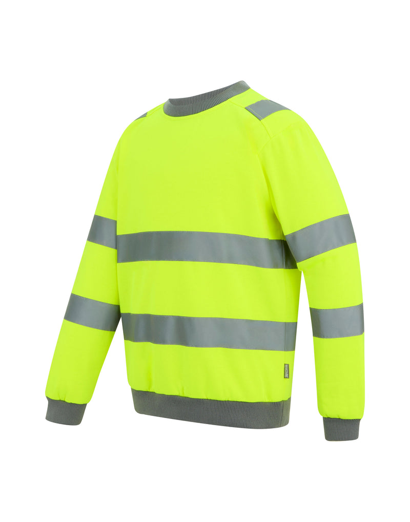 Regatta High Visibility TRF813 Hi-Vis Pro Contrast Crew Neck Sweatshirt - Hi-Vis Yellow