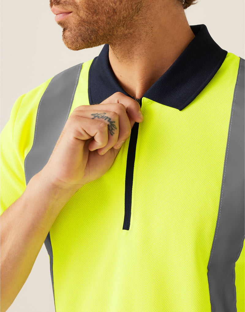 Regatta High Visibility TRS189 Pro Two Tone Wicking Polo Shirt - Yellow/Navy