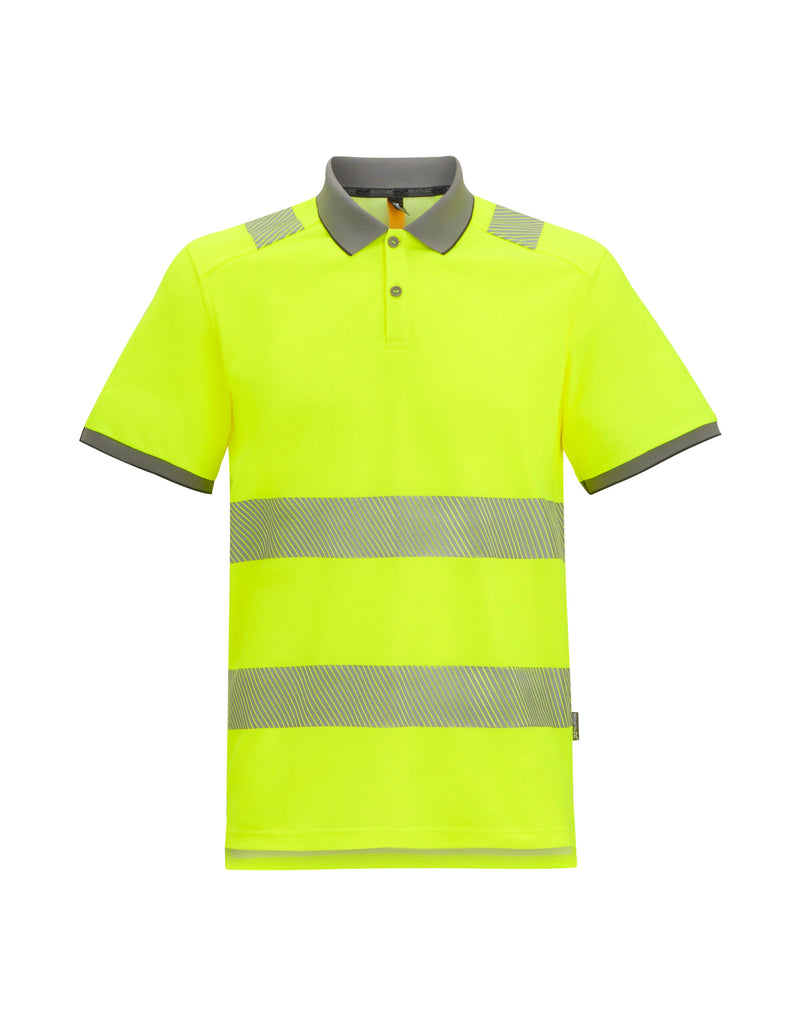 Regatta High Visibility TRS320 Pro Comfort Polycotton Polo - Black/Hi-Vis Yellow