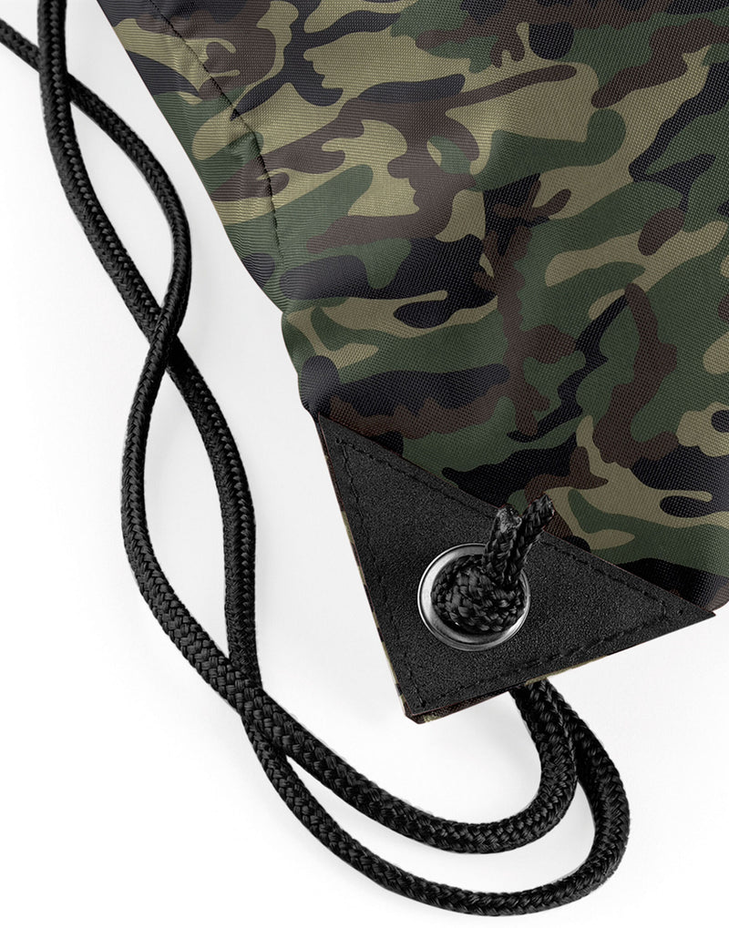A vibrant kelly green Bagbase Premium Gymsac.