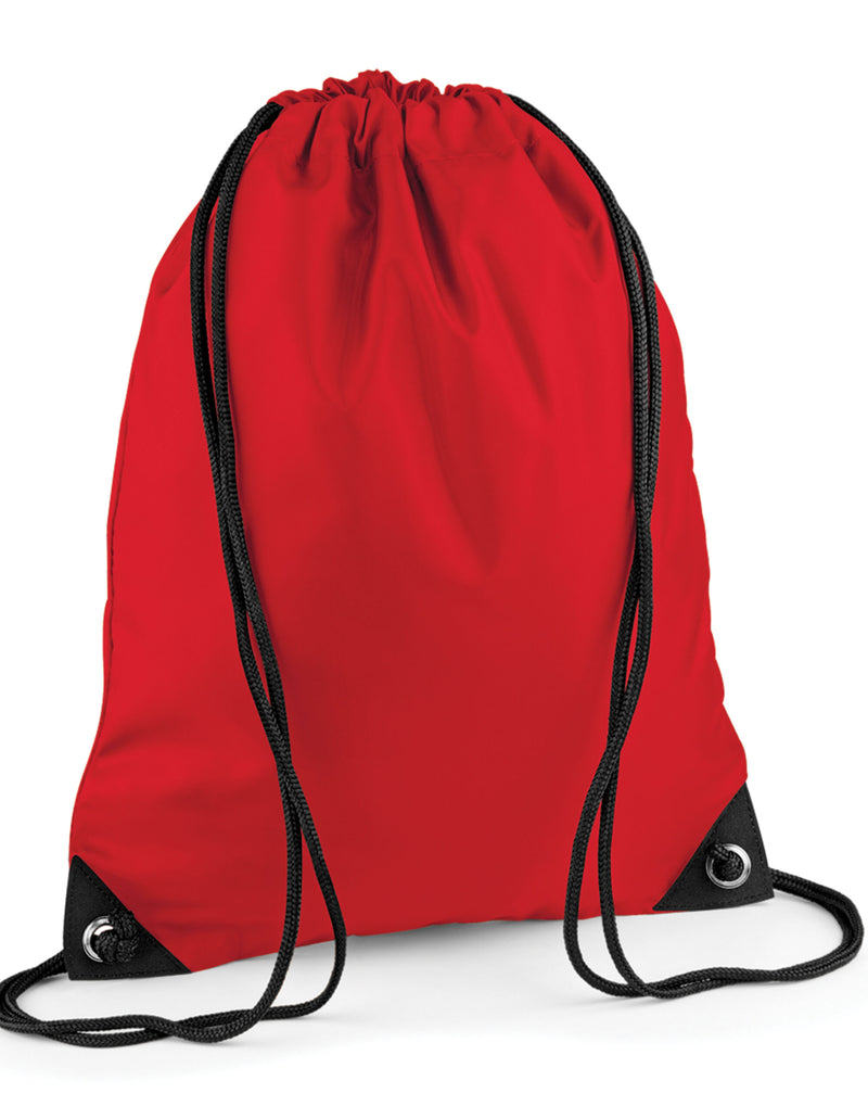 A sky blue Bagbase Premium Gymsac with a soft feel.