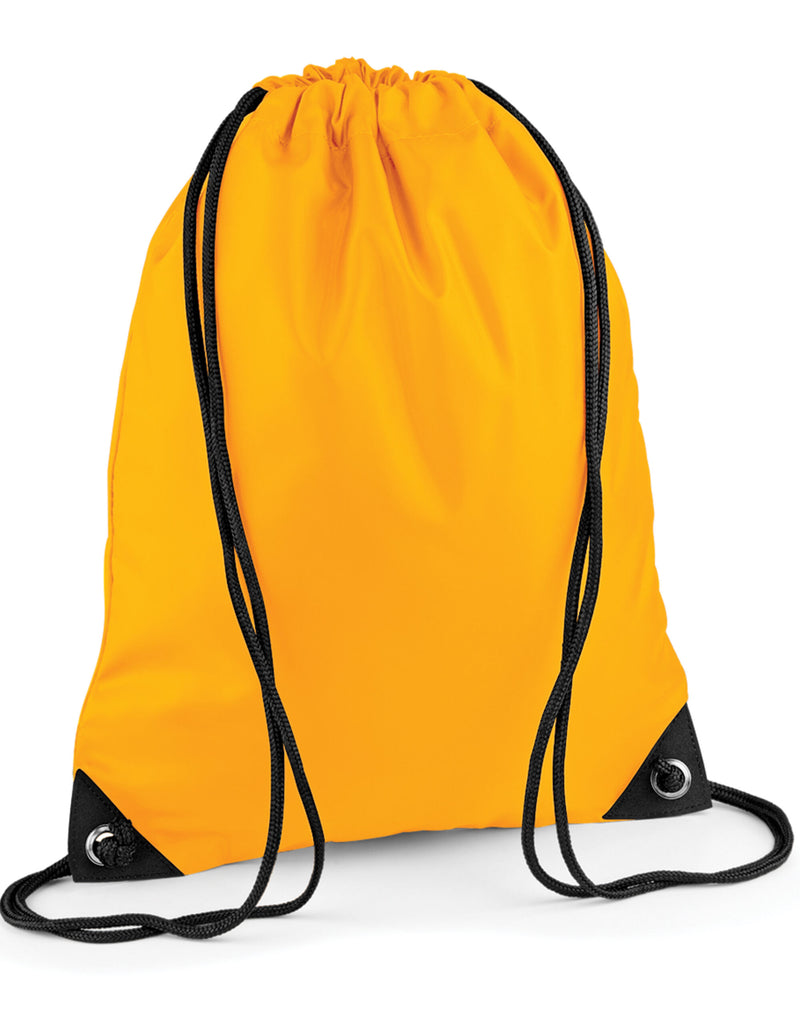 A pastel orange Bagbase Premium Gymsac.