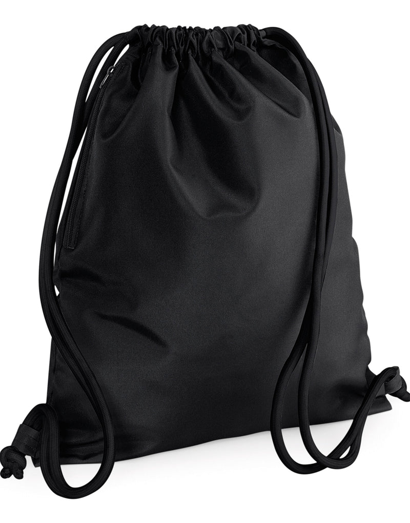 A black Bagbase Icon Gymsac shown from a direct front angle.