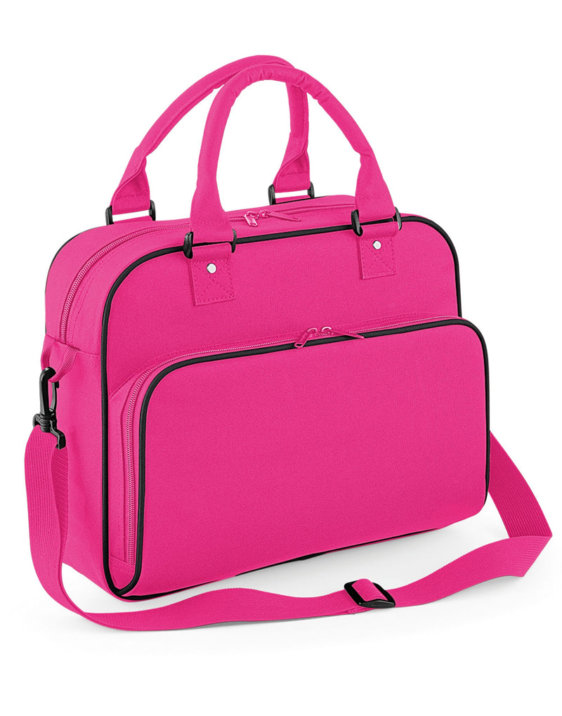 A black Bagbase Recycled Essentials Wash Bag, front view.