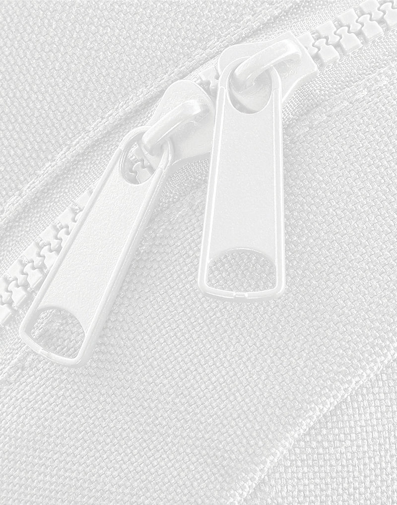 Close-up of the gold zip on the black mini accessory case.
