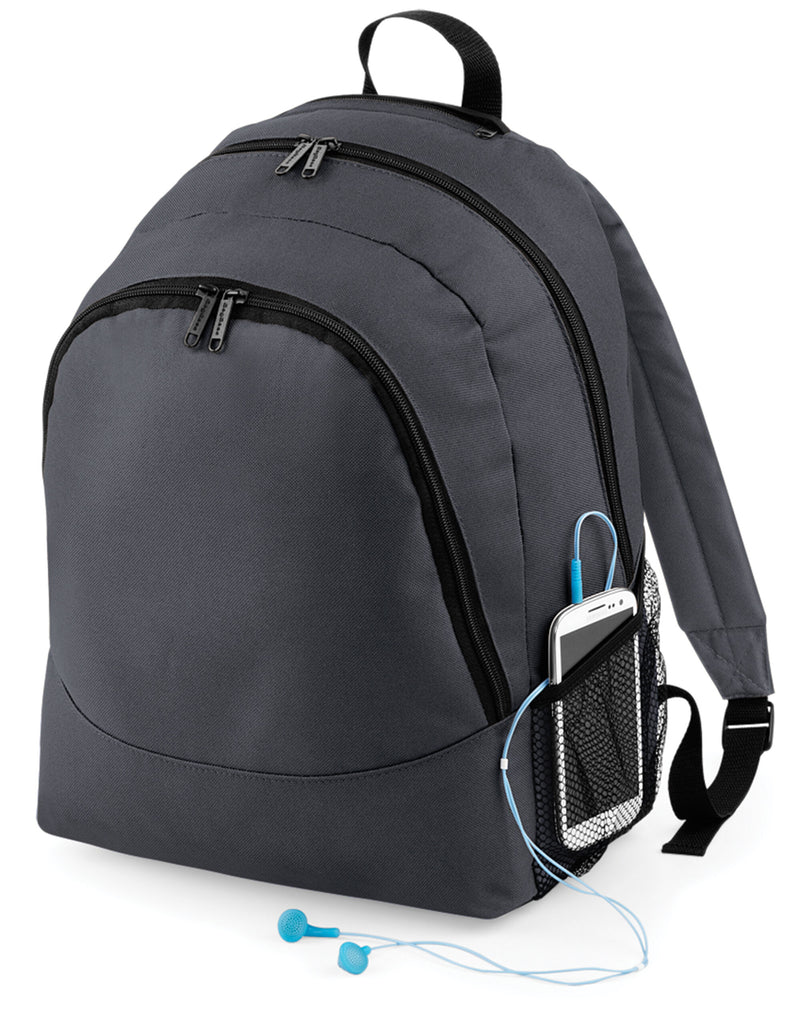 A bright pink recycled roll-top backpack.