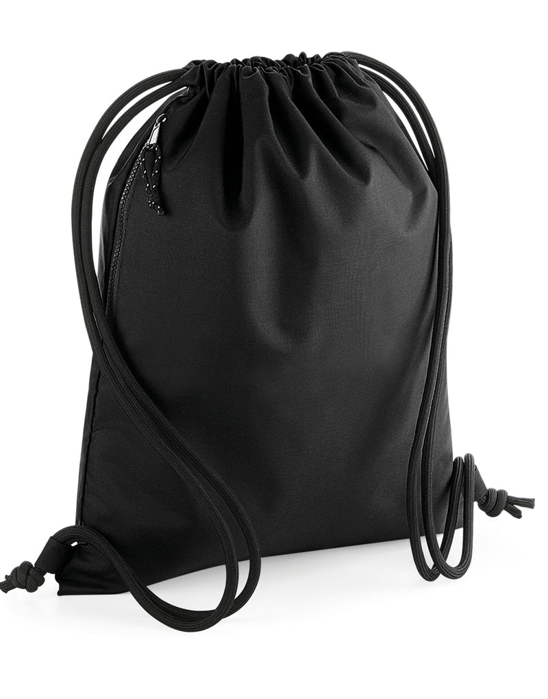 Bolsa de gimnasio reciclada Bagbase en negro - Vista frontal.