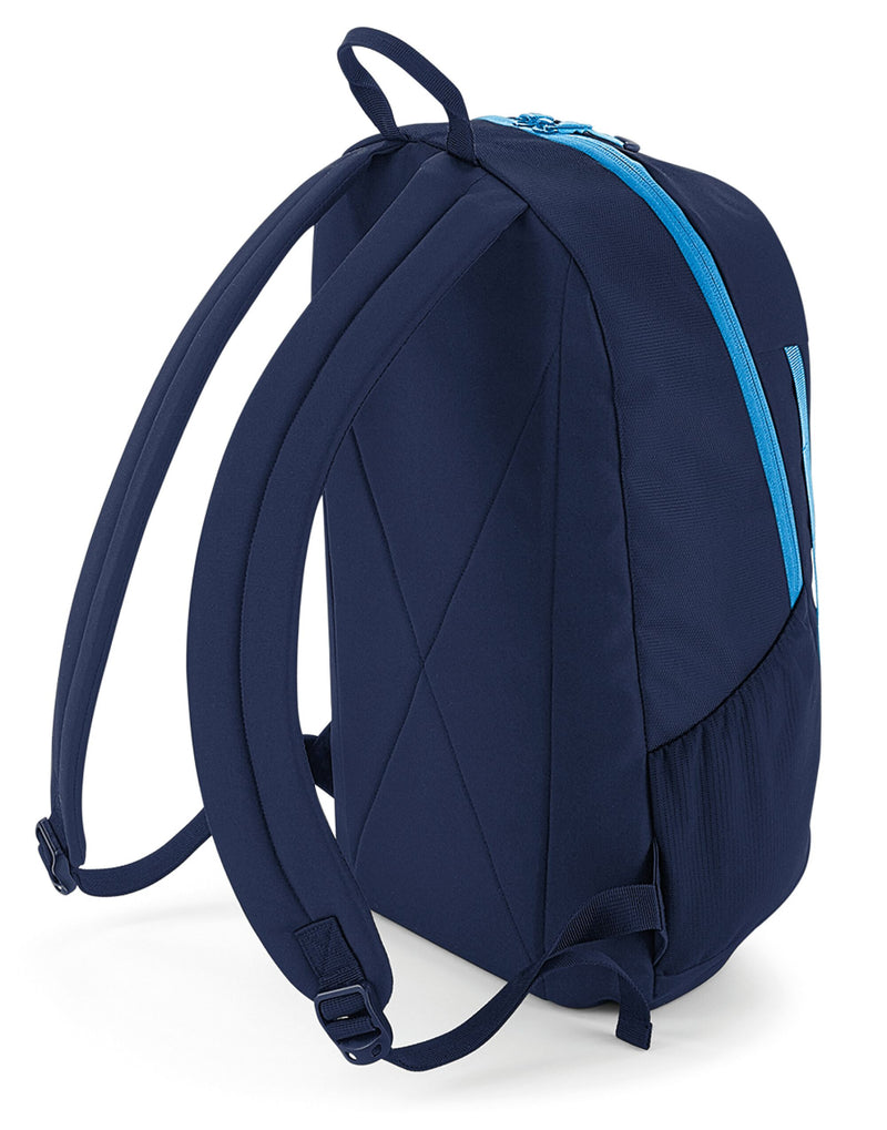 Detail of the elasticated cord on the front of the Bagbase Urban Trail Pack for external storage.