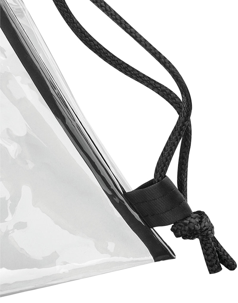 Close-up of the durable, clear PVC material and reinforced corners of the Bagbase Clear Gymsac.