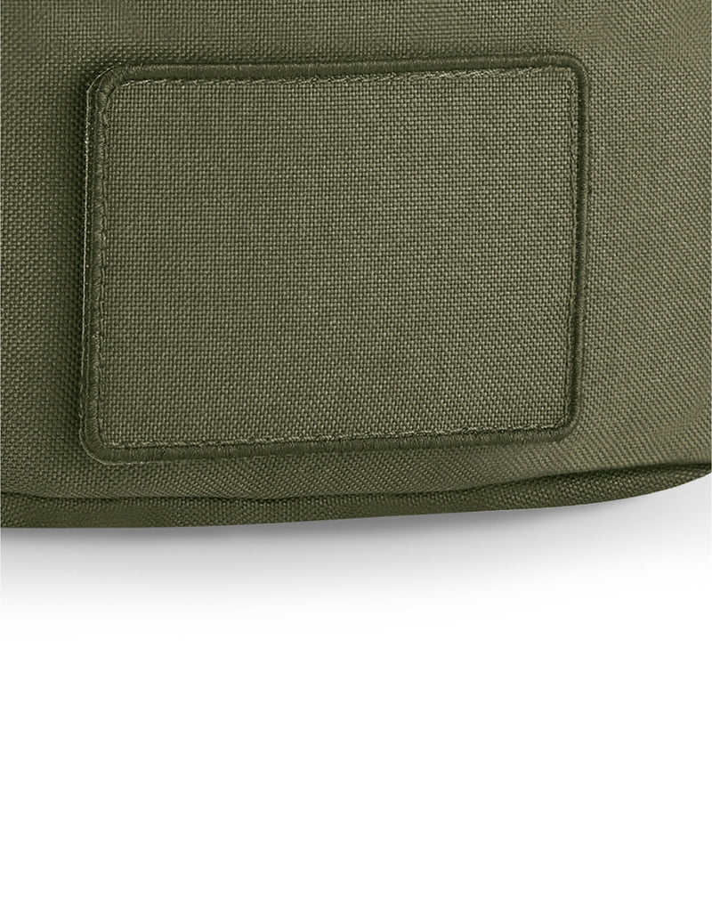 A soft green Bagbase boutique waist bag with high-shine gold metal detailing.