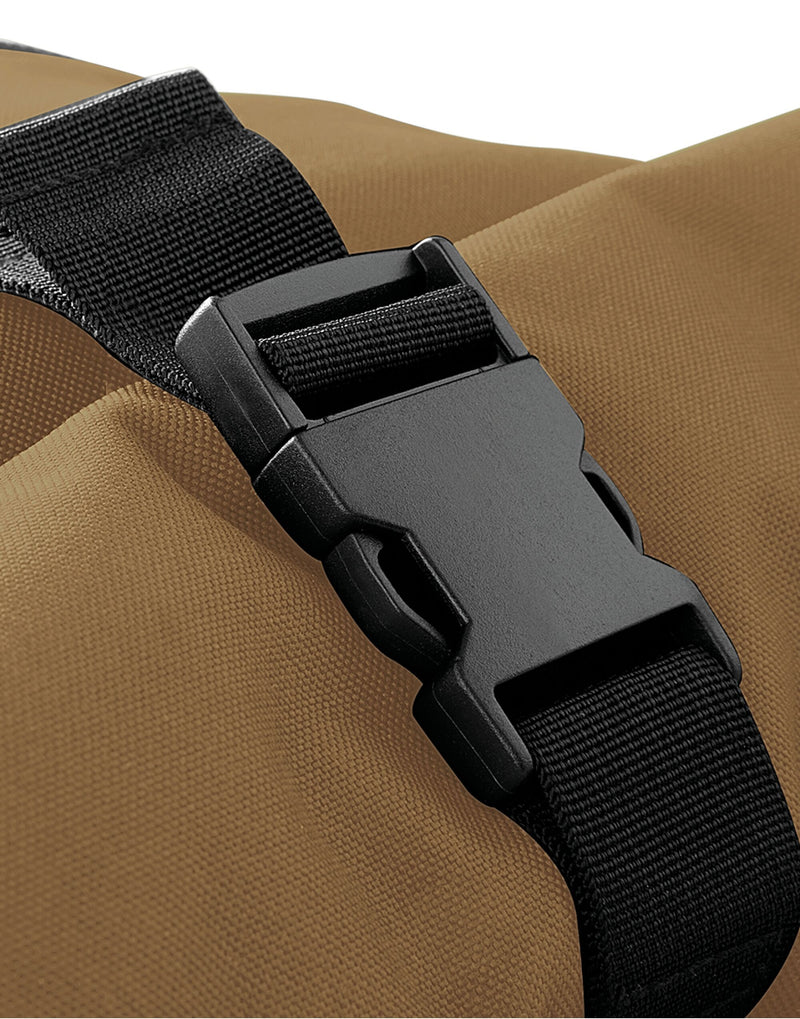 Flat lay of the Bagbase Roll-Top Backpack, neatly presented to showcase its functional and minimalist aesthetic.