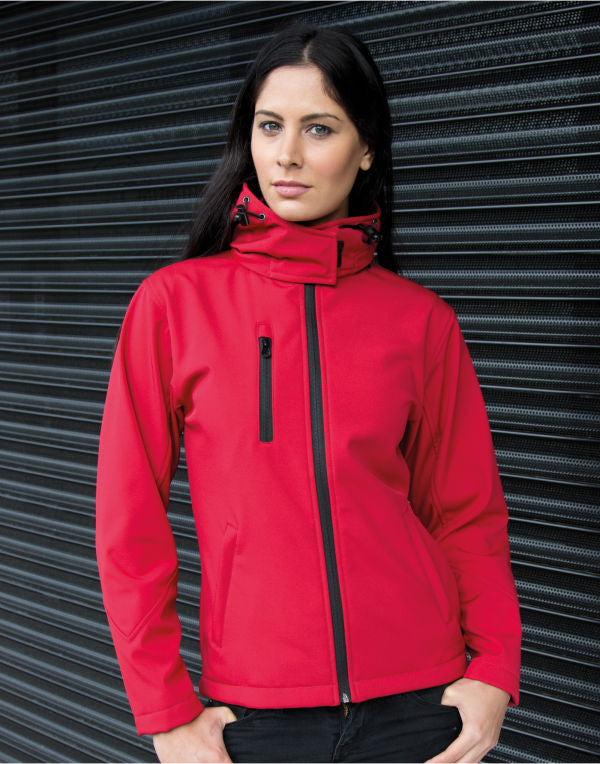 Result Core Women'S Tx Performance Hooded Softshell Jacket - Black/ Grey